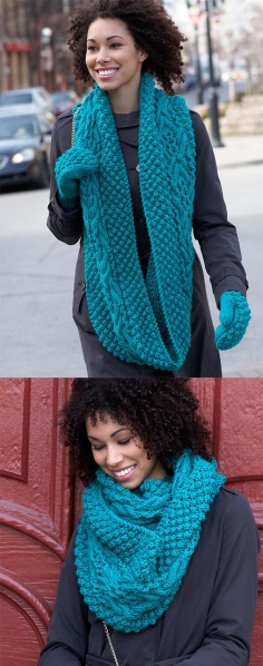 Knitted Snood and Mittens