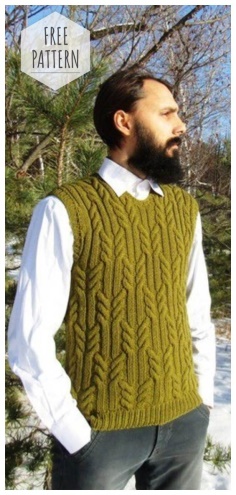 Knitting a mens vest with braids