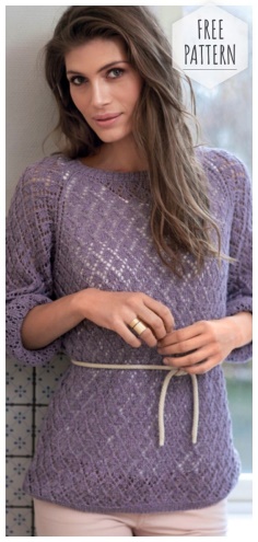 EXTENDED JUMPER WITH A FISHED PATTERN FROM ROMBES