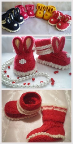 Knitted Bunny Booties for Baby