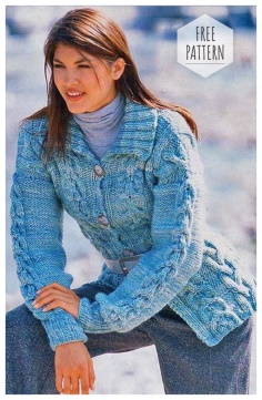 Knitted blue jacket with patterns of braids