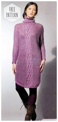 Dress net purple color free pattern