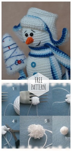 Knit crochet funny snowmen with a description
