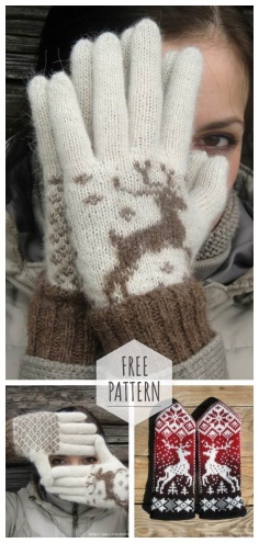 Mittens and gloves with deer free pattern