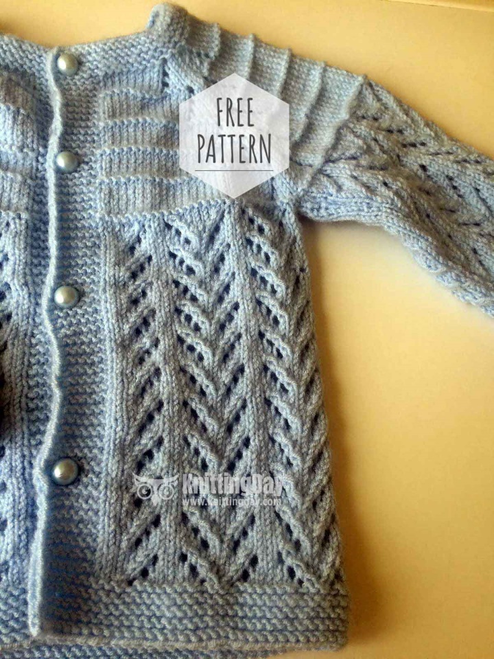 Blue Baby Cardigan with Ajour Knitting