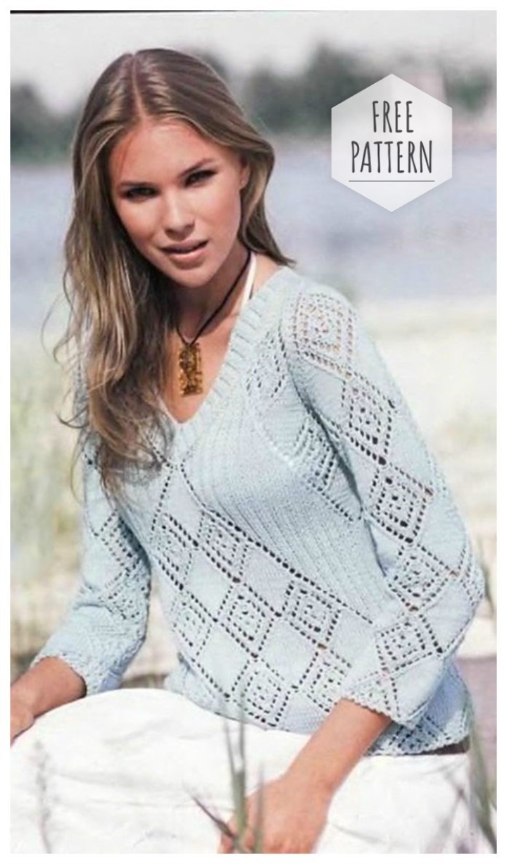 Pullover with rhombus free pattern