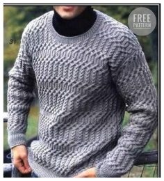 Handsome mens pullover with knitting needles free pattern