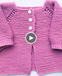 Easy knit baby cardigan sweater for newborn baby How to knit 8