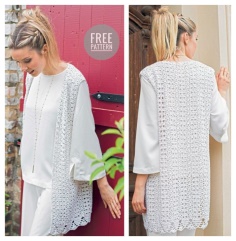 Women white vest with a crochet edging