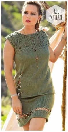 Olive Top and Skirt with Lacing