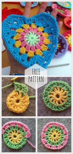Crochet Motif Heart Free Pattern