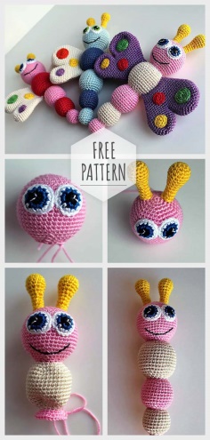 Crochet Butterfly Rattle Free Pattern