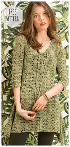 Green tunic with asymmetrical bottom line