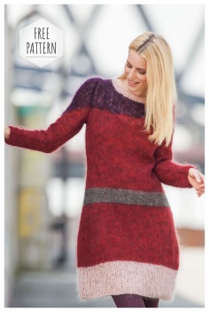 Color contrast dress from mohair free pattern