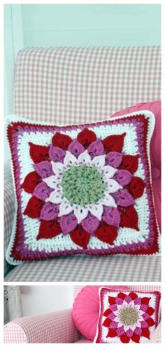 Crochet Pillow Flower Pattern