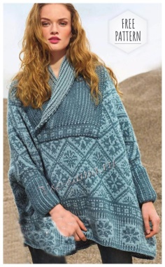 PONCHO WITH JACQUARD PATTERN