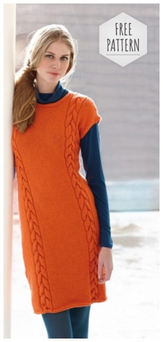 ORANGE DRESS WITHOUT SLEEVES WITH LARGE COSES
