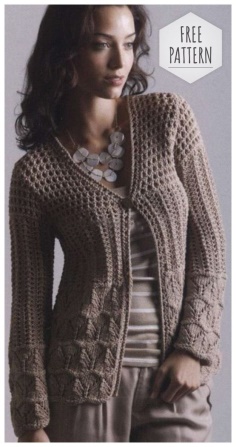 Cardigan with mesh pattern 