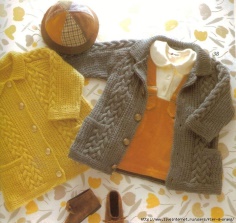 KNITTED BABY COAT WITH ARAN