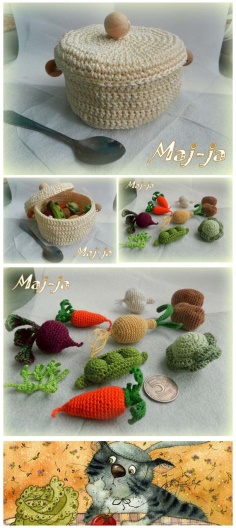 VEGETABLE SAUCEPAN A SET OF KNITTED VEGETABLES