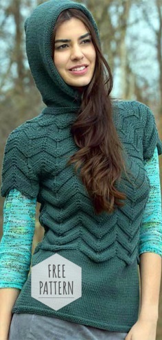 Pullover with a Round Yoke and Hooded