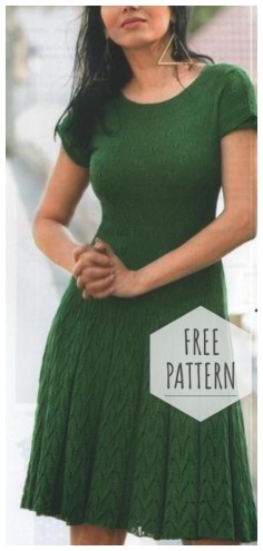 Green dress knitting pattern Butterfly