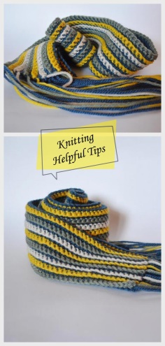 Knit Striped Scarf From the Remnants of Yarn