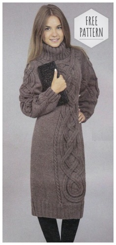 Very warm knitted dress free pattern