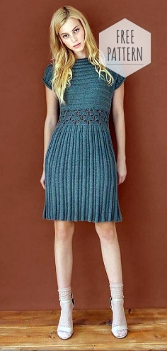 Dress with Knitting Rubber Band with Lace Waist