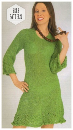 Beautiful Women Green Dress Free Pattern