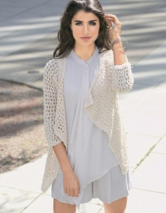 STRAIGHT CARDIGAN WITH A MESH PATTERN