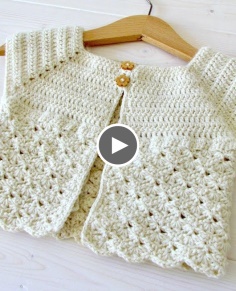 How to crochet a little girl&39;s classic shell stitch cardigan  sweater