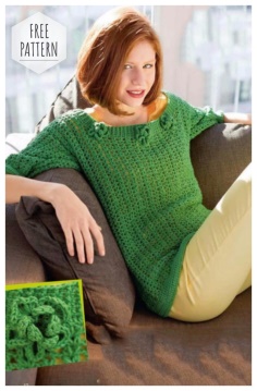 GREEN BLOUSE CROCHET WITH FLOWERS FREE PATTERN