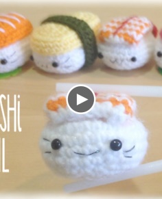 How to crochet cute kawaii Sushi - Amigurumi Tutorial