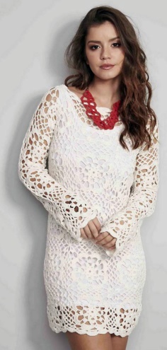 White Short Dress Crochet Pattern