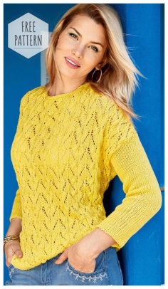 Yellow openwork sweater free pattern