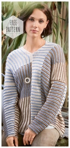 Striped pullover in neutral tones free pattern