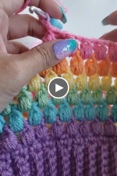 How to knit rainbow  Puff Stitch