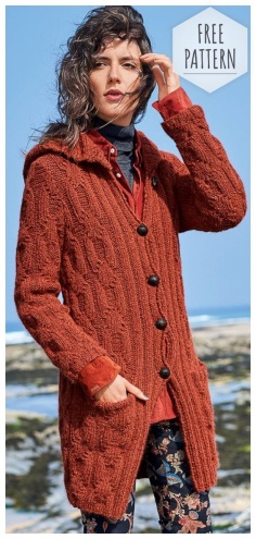 Cardigan with a hood and pockets