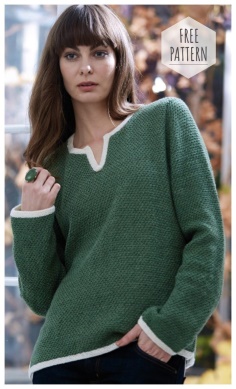 Green pullover with cuts free pattern