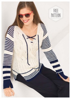 Pullover with lacing in nautical style free pattern