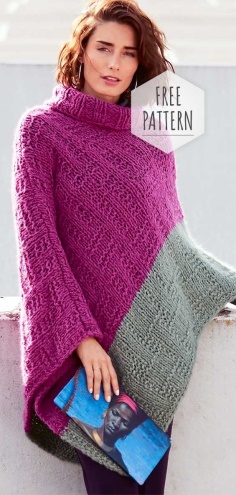 Knitted Poncho Free Pattern