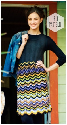 Comfortable dress without sleeves with a zigzag pattern