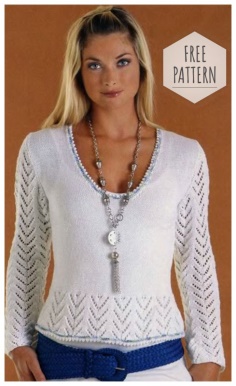 Pullover with lace sleeves and border