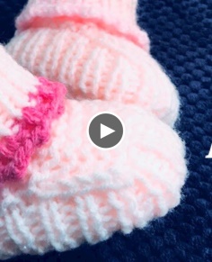 How to knit easy baby booties shoes socks or cuffed boots -Newborn 0 to 3M - Knitting for Baby 6