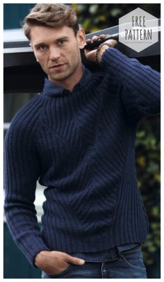 MENS PULLOVER WITH A 2X2 RUBBER BAND