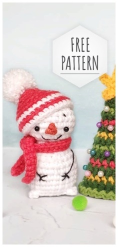 Description of knitting a snowman from