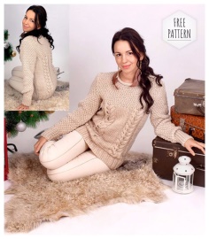 PULLOVER WITH PEARL PATTERN AND BRAIDS FREE PATTERN