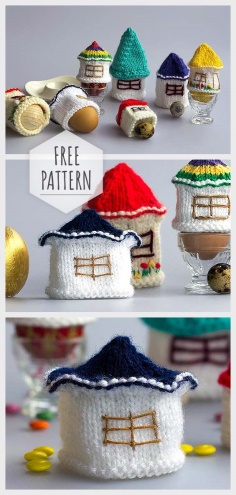 Knitting Easter Houses Free Pattern