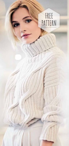 White Turtleneck Sweater Free Pattern